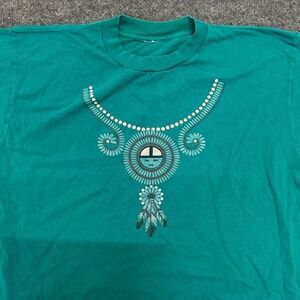 Unbranded T-Shirt Mens Size XL Teal Green Southwestern Graphic Native American